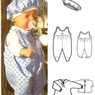Ползунки, кофточка и берет для куклы Baby Born р.43см