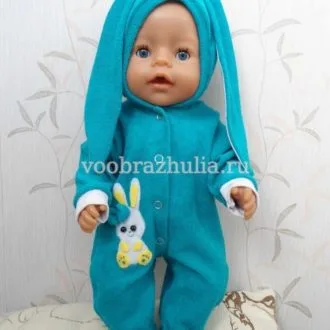 Слип с ушками и аппликацией для куклы Baby Born