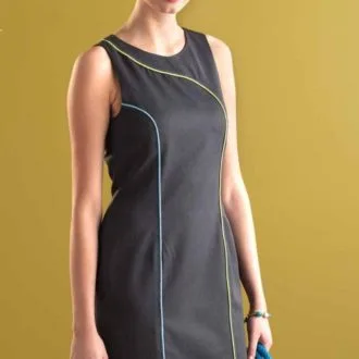 Платье прямого кроя с асимметричными линиями, XS-XL