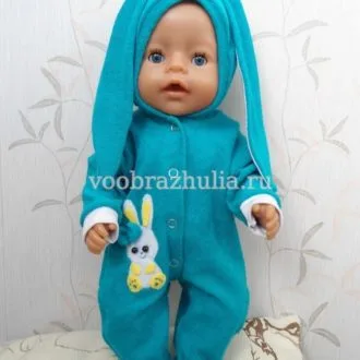 Слип с ушками и аппликацией для куклы Baby Born