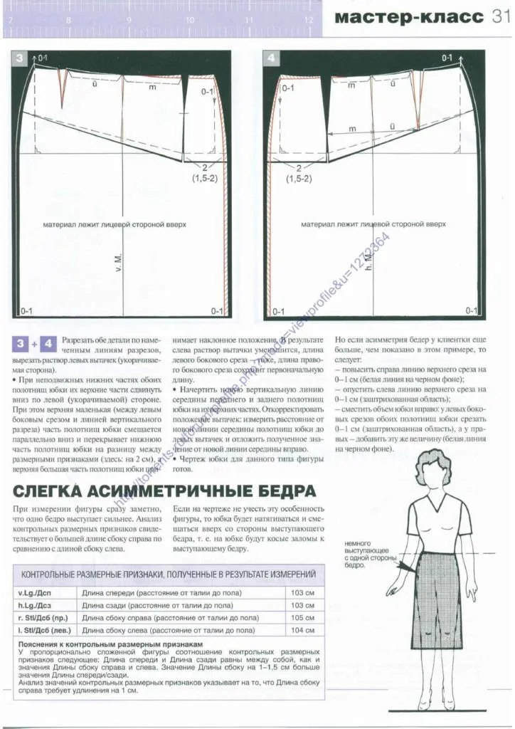 Преобразование выкройки юбки для проблемных фигур(журнал «Ателье») — лист 3