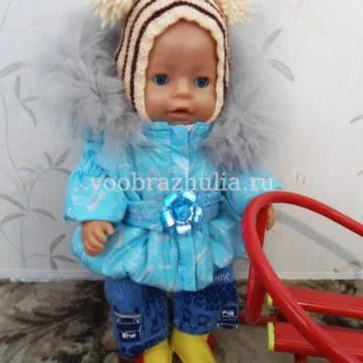 Зимняя куртка с утеплителем и мехом для куклы Baby Born