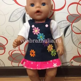 Джинсовый сарафан для куклы Baby Born