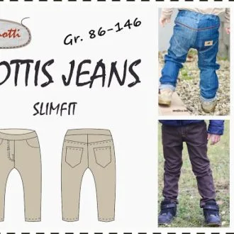 Детские джинсы slim-fit с накладными карманами, рост 86-146