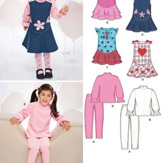 Комплект выкроек для девочек: сарафан, кофта и брюки, размеры 3-8 лет