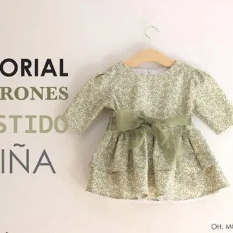 Платье для девочки с поясом-бантом и двухъярусной юбкой, 3-8 лет
