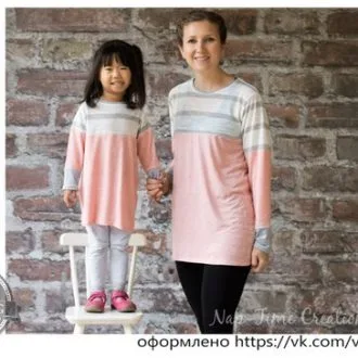 Туника для мамы и дочки (размер мама XS-XXL, размер дочка 12мес-12лет)
