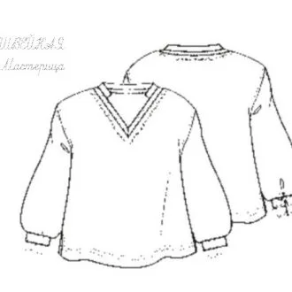 Джемпер для девочки с V-вырезом, 98-134