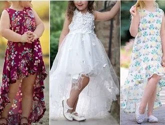 Детское платье с асимметричным подолом 1–14 лет