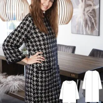 Выкройка женского утепленого платья прямого силуэта р.XS-XXL
