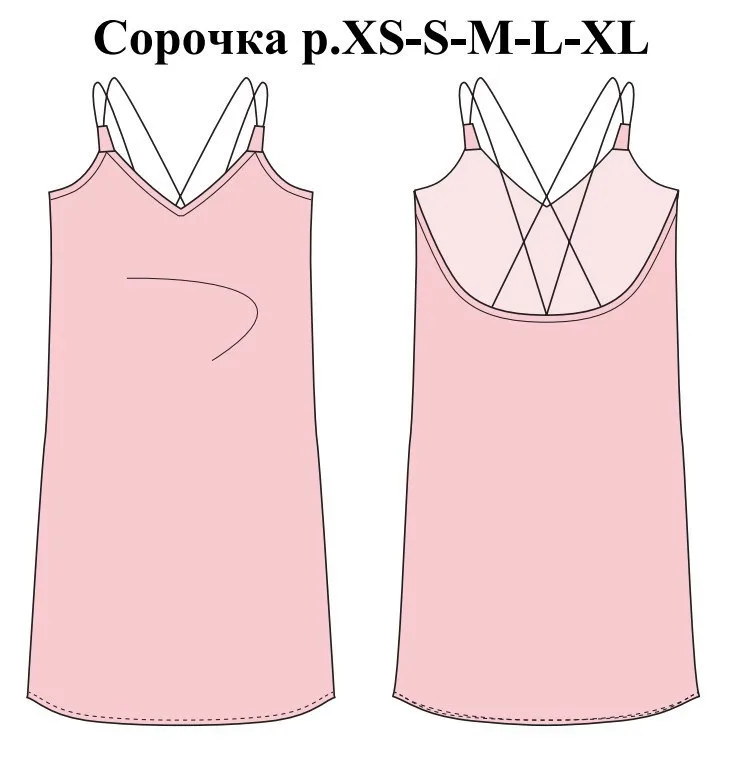 Женская ночная сорочка (размер XS-S-M-L-XL) — лист 1