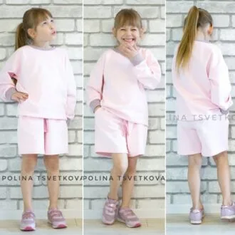 Свитшот и шорты «PINK» свободного кроя
