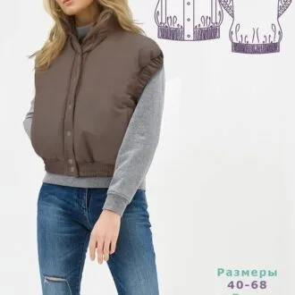 Женский утепленный короткий  жилет (40-68)