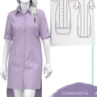 Платье-рубашка с рельефами, размеры 44, 54, 66