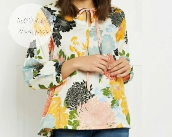 Женская блуза с длинными объёмными рукавами (S,M,L,XL) — лист 1