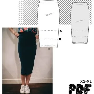 Узкая трикотажная юбка-карандаш миди, XS-XL