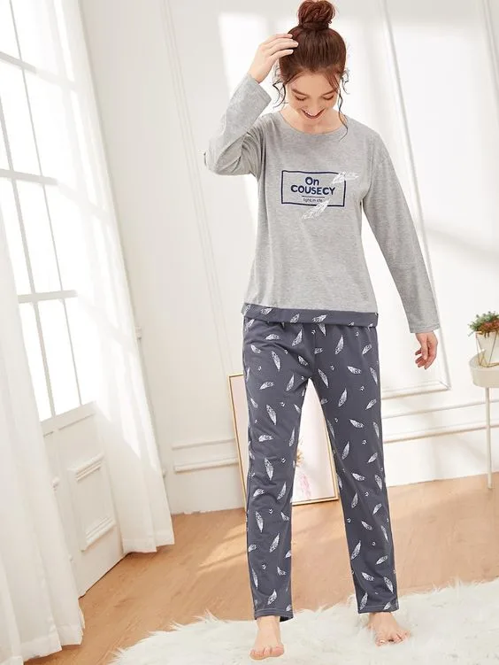 Женская трикотажная пижама: футболка и штаны (XS-XL) — лист 5