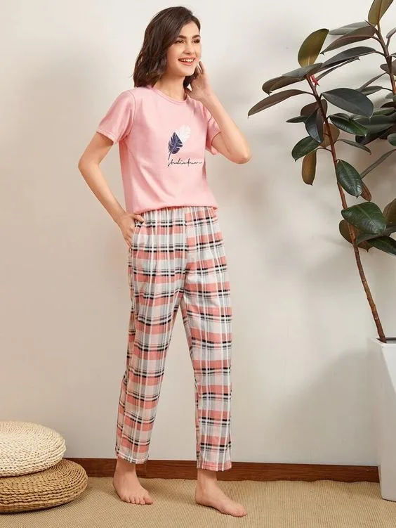Женская трикотажная пижама: футболка и штаны (XS-XL) — лист 2