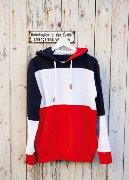 Худи с капюшоном и контрастными рукавами XS-XXL — лист 1
