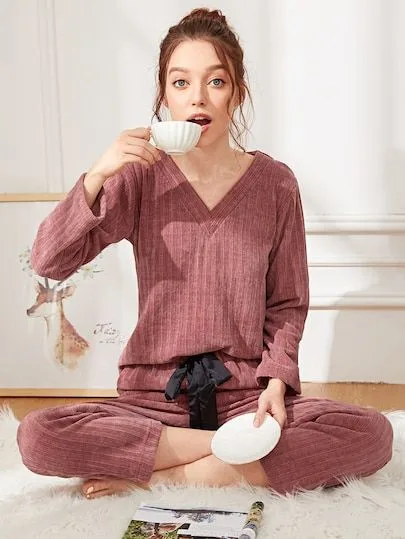 Женская трикотажная пижама: футболка и штаны (XS-XL) — лист 3