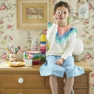 Пуловер с воланом для девочек (6-10 лет)