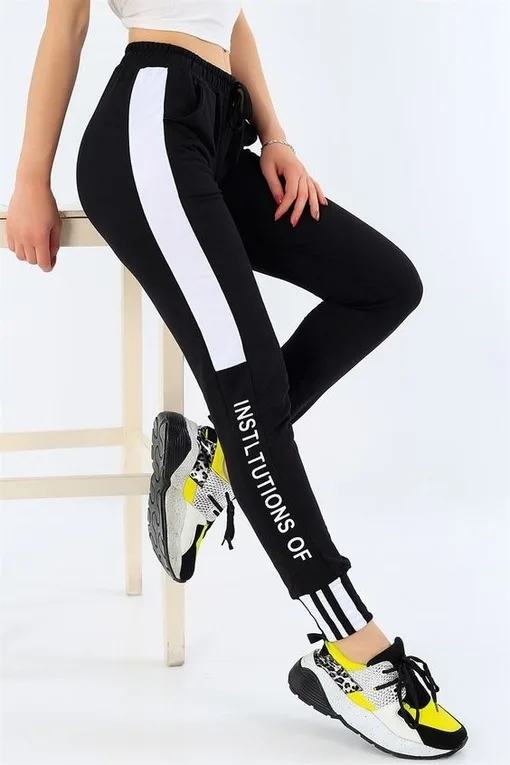 Женские трикотажные джоггеры с кружевными вставками на размеры XS-XXL — лист 2