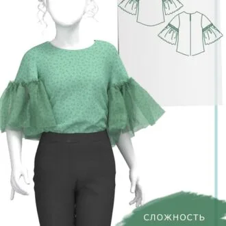 Женская блузка с пышными рукавами (40-68)