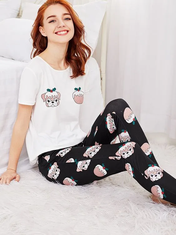 Женская трикотажная пижама: футболка и штаны (XS-XL) — лист 4