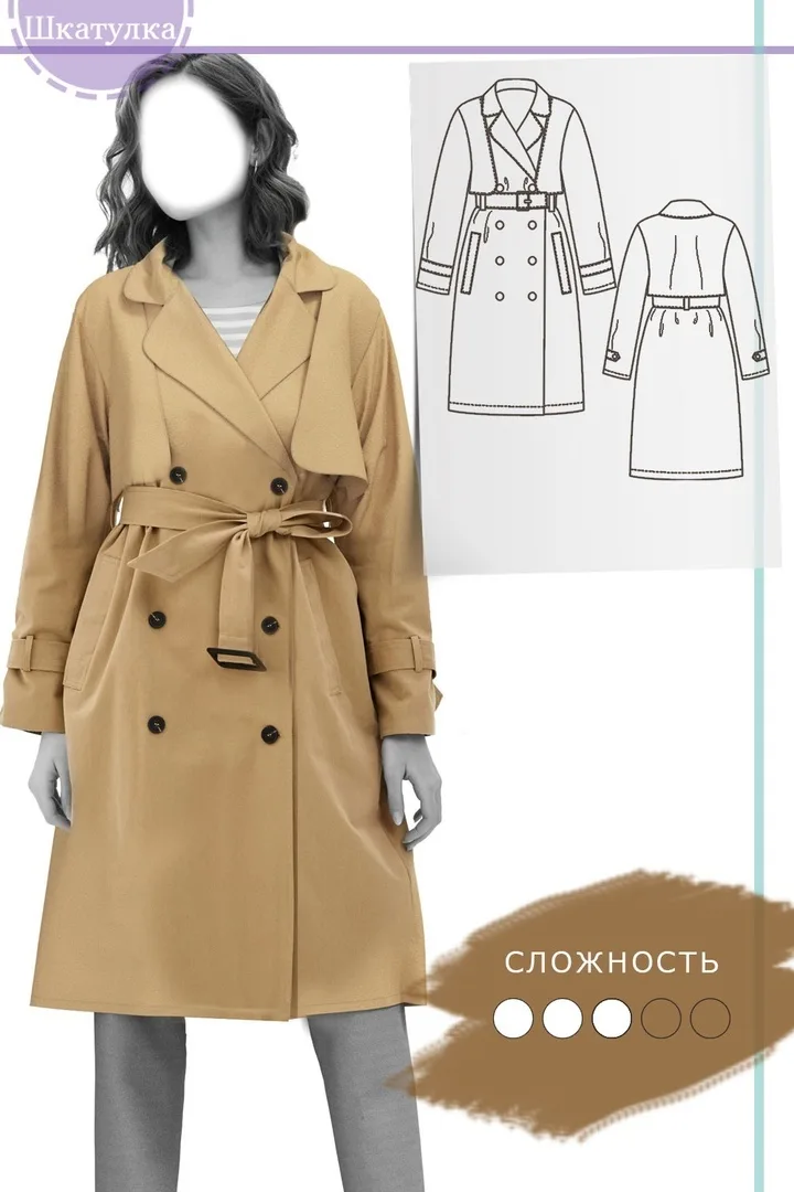Женский тренчкот (размеры 40-66 Россия) — лист 1