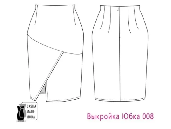 Женская юбка с вырезом спереди (38-52 российские) — лист 1