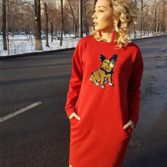 Трикотажное платье с удлиненным плечом (размеры 40-68 Россия)