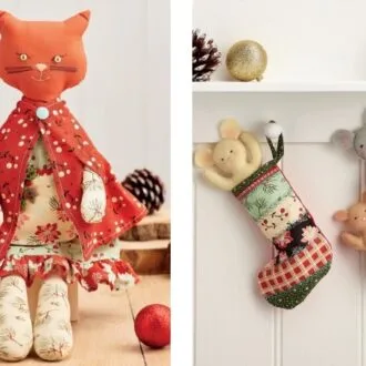 Мягкие игрушки: Кошка с одеждой и Мышки с носком