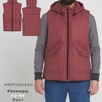 Мужской утепленный жилет с капюшоном