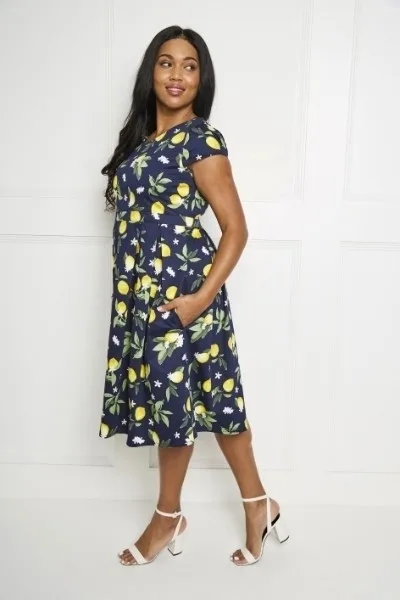 Приталена сукня з короткими рукавами та кишенями, розміри 8-20 UK