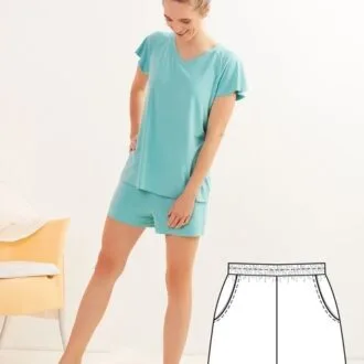 Выкройка женских пижамных шорт Размеры XS-4 XL