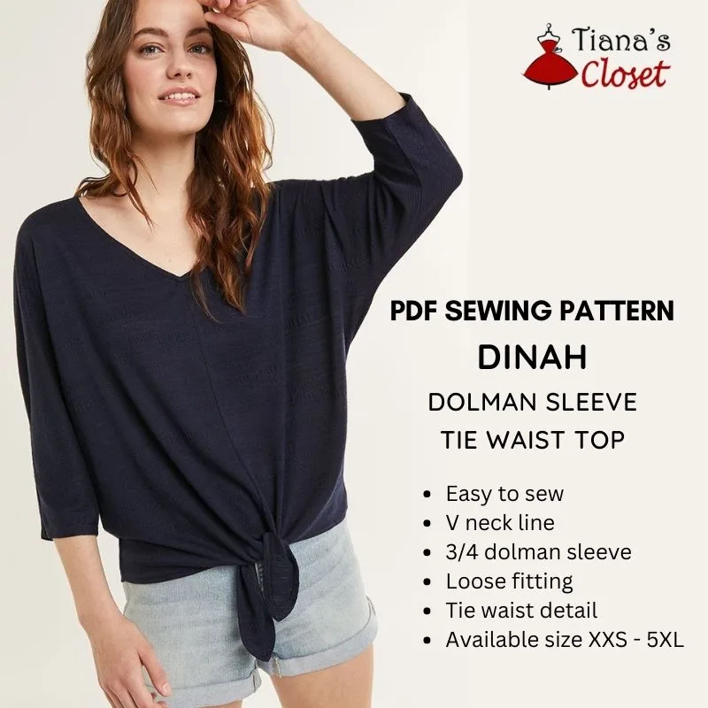 Трикотажная блузка «Dinah» с рукавом-кимоно и завязкой на талии