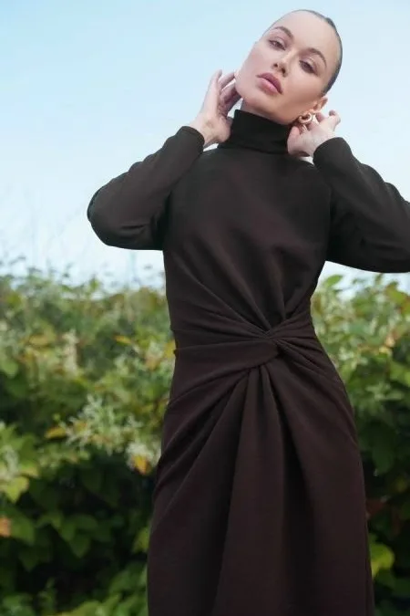 Жіноча сукня-міді з драпіруванням XS-5XL