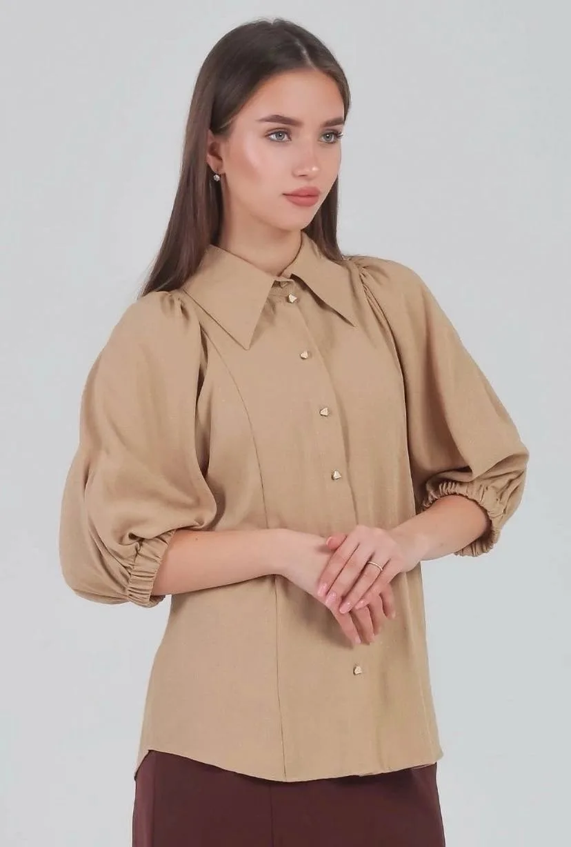 Рубашка-блузка с пышными рукавами, размеры 40, 54, 64