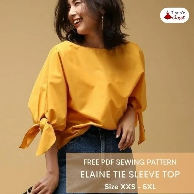 Блуза «Elaine» с завязками на рукавах, XXS-5XL