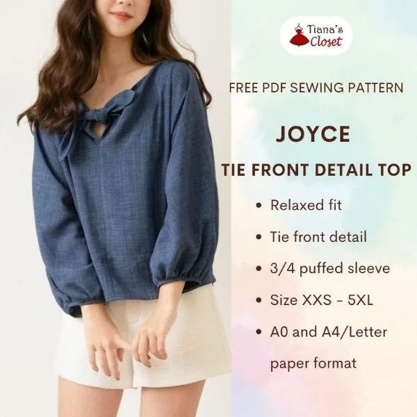 Блуза «Joyce» с завязкой спереди на XXS–5XL