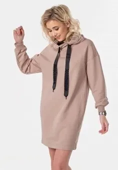 Платье-худи с капюшоном из трикотажа ( S, M, L)