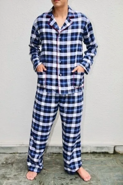 Мужская пижама: брюки и рубашка S-XXL