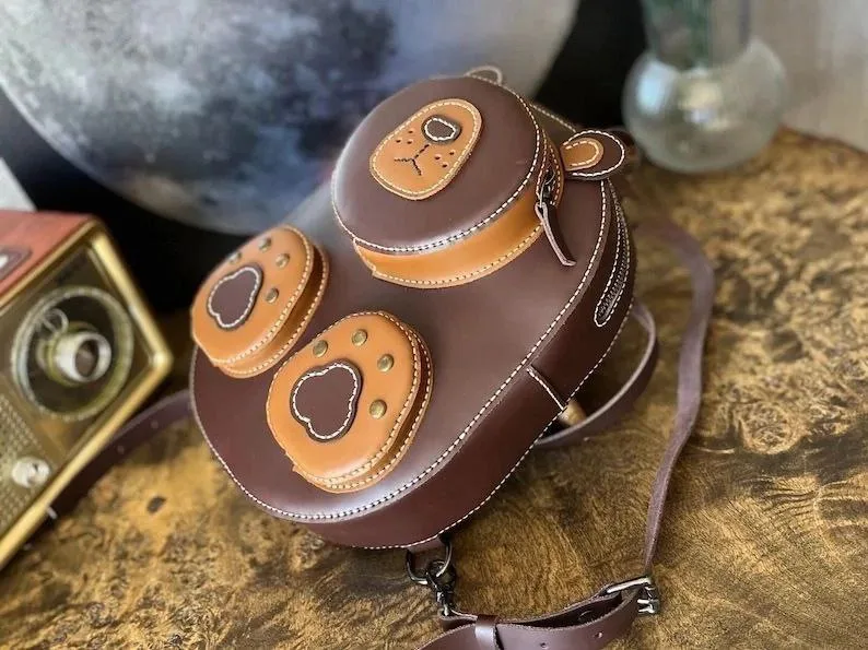 Рюкзак Teddy Bear из кожи, Vikings leather design