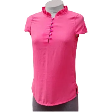 Блузка с коротким рукавом и пуговицами, XS-XL